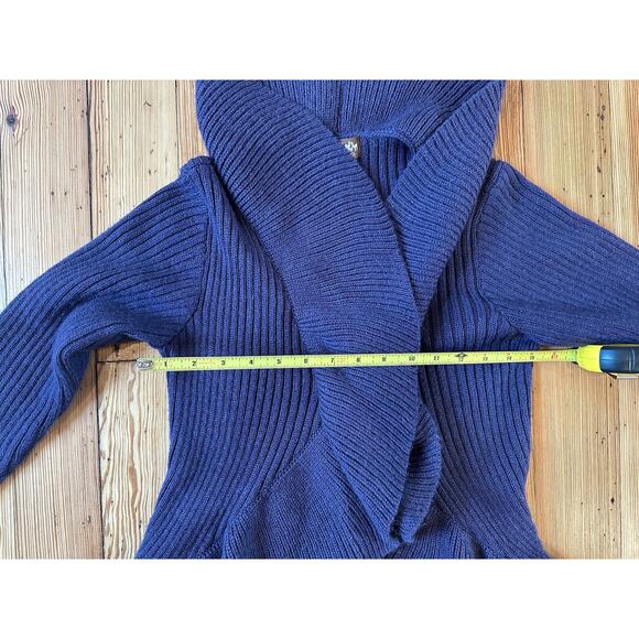 Vtg Handmade Baby Alpaca Romantic Purple Ruffle Front Long Sleeve Button Sweater - Picture 7 of 11